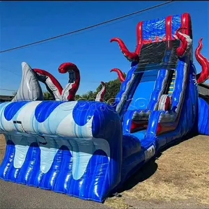 대리석 블루 풍선 수영장 슬라이드 워터 슬라이드 성인을위한 거대한 풍선 워터 슬라이드