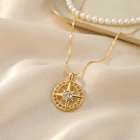 Collier en acier inoxydable doré Novirassine avec pendentif licorne et boussole, bijoux esthétiques en gros pour femmes, ensemble pour usage quotidien