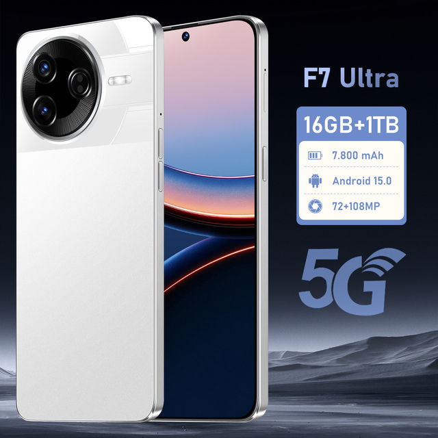 F7 Ultra 7.3-inch HD Screen Face Recognition 5G Smart Mobile Phone With 16GB+1TB Large Storage and MTK Deca Core CPU