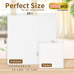 Serviettes de table jetables écologiques personnalisées par le fabricant, pliées en 1/4, blanches, gaufrées, en pâte de bois douce, 30x30cm, vente en gros, approvisionnement en vrac - Product Image 4