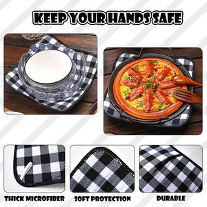 4 Packs Offre Spéciale Cuisine Colorée 7 "sq Colorful Plaid Microwave Heated Bowl Holders Microfiber Towel Cloth Bowl Huggers - Product Image 3