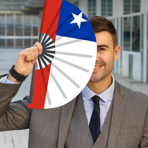 Abanicos Plegables de Bambú con la Bandera de Chile al por Mayor, Abanico de Mano para Carnaval, Boda, Festival, Fiesta, Agencia de Viajes - Product Image 3