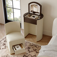 Ensemble de coiffeuse en cuir de luxe de style moderne du milieu du siècle, commode pour chambre à coucher, commode pour enfants, coiffeuse antique avec miroir à vendre