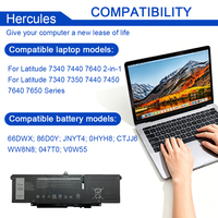 Baterai Laptop Pengganti 11.4V 57Wh 66DWX untuk Latitude 7340 7440 7640 2-in-1 Kapasitas Penuh 86D0Y JNYT4 0HYH8 CTJJ6 WW8N8 V0W55