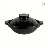 Pot en céramique peu profond 3L durable antiadhésif écologique avec couvercle double usage (pot/bol) résistant à la chaleur à large ouverture compatible gaz