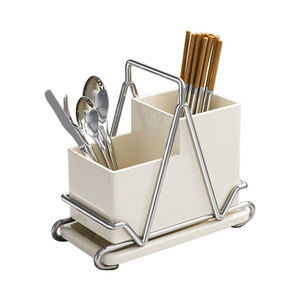 Caja de almacenamiento de cubiertos Naje, cuadrada con soporte, estante de drenaje multiusos para cocina, organizador de encimera para cucharas, tenedores y palillos - Product Image 1