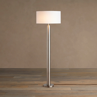 Lampu Lantai Besi dengan Kap Lampu Linen Drum, Modern Minimalis untuk Ruang Tamu, Kamar Tidur, Pojok Baca, Lampu Berdiri, Custom OEM ODM Lighting