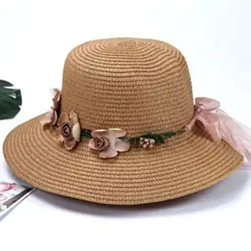 female floppy hat Classic Custom Design Sun Protection Hats Sombreros Paper Braid raffia straw popular