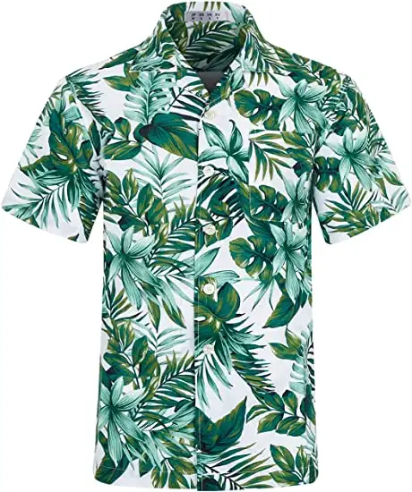 เสื้อฮาวายผู้ชายแห้งเร็วเสื้อ Aloha หม้อน้ําแขนสั้นชายหาดเสื้อลําลองวันหยุด