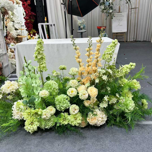 Bouquet de fleurs au sol style <span class=keywords><strong>jardin</strong></span> 50 cm, rangée de fleurs de gypsophile vert sauge au toucher réel, vente en gros pour allées de mariage - Product Image 4