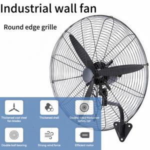 Ventilador Metálico de Pared de Alta Potencia con Autobloqueo de 20/26/30 Pulgadas para Enfriamiento de Aire Industrial en Exteriores de Uso Pesado - Product Image 3