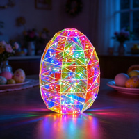 Figurine LED Œuf de Pâques Irisé Alimentée par USB, 8 Modes RGB Prismatique, Décoration de Table Printanière, Mariage, Maison, Cadeau, Ornement, Accents Décoratifs