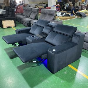 Divano da teatro in velluto e reclinabile per Home <span class=keywords><strong>Cinema</strong></span> posti a sedere di colore nero elettrico per soggiorno mobili reclinabili divani per teatro - Product Image 4