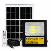 Lampu Sorot Tenaga Surya 30W Tahan Air Luar Ruangan Panel Mono ABS Hitam Baterai 5Ah Remote Lampu Taman Teras Dinding Halaman