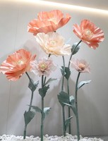 Fleurs artificielles géantes en organza rose, 6 pièces, pour décoration de mariage, maison, fête, scène, marque privée