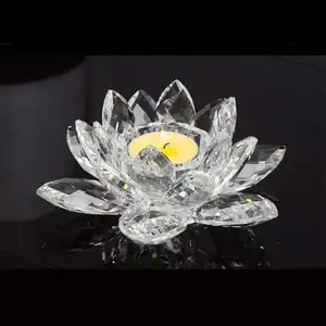 Vendita calda a forma di loto tavolo da pranzo centro candelabro di cristallo candelabro di nozze argento natale chiaro arte popolare portacandele