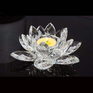 Hot Sale <strong>Lotus</strong> Shape Dining Table Center Candlestick Crystal Wedding Candelabra Silver Christmas Clear Folk Art <strong>Candle</strong> <strong>Holder</strong> - Product Image 1