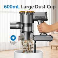 Aspirateur balai sans fil léger avec plusieurs brosses, brosse anti-emmêlement, fonction séchage, autonomie de 45 min et grand bac à poussière de 0,6 L