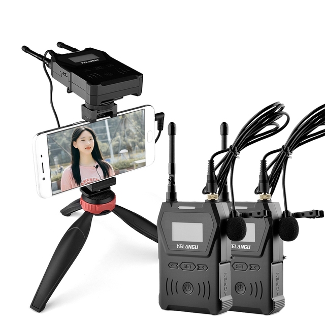 Professional  UHF Wireless Microphone Camera Phone Lapel Lavalier Vlog Wireless Microphone for Mobile Camera Shooting Vlogs