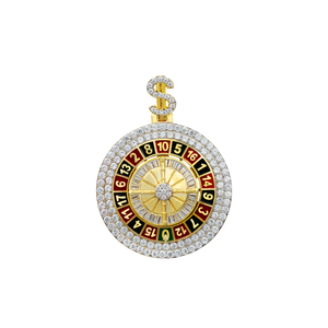 Colgantes de Dije Giratorio de Casino con Diseño de Ruleta de Dibujos Animados, Chapados en Oro de 14k, con Diamantes CZ Redondos y Esmalte, para Hombre, Último Diseño Hip Hop <span class=keywords><strong>2022</strong></span> - Product Image 5