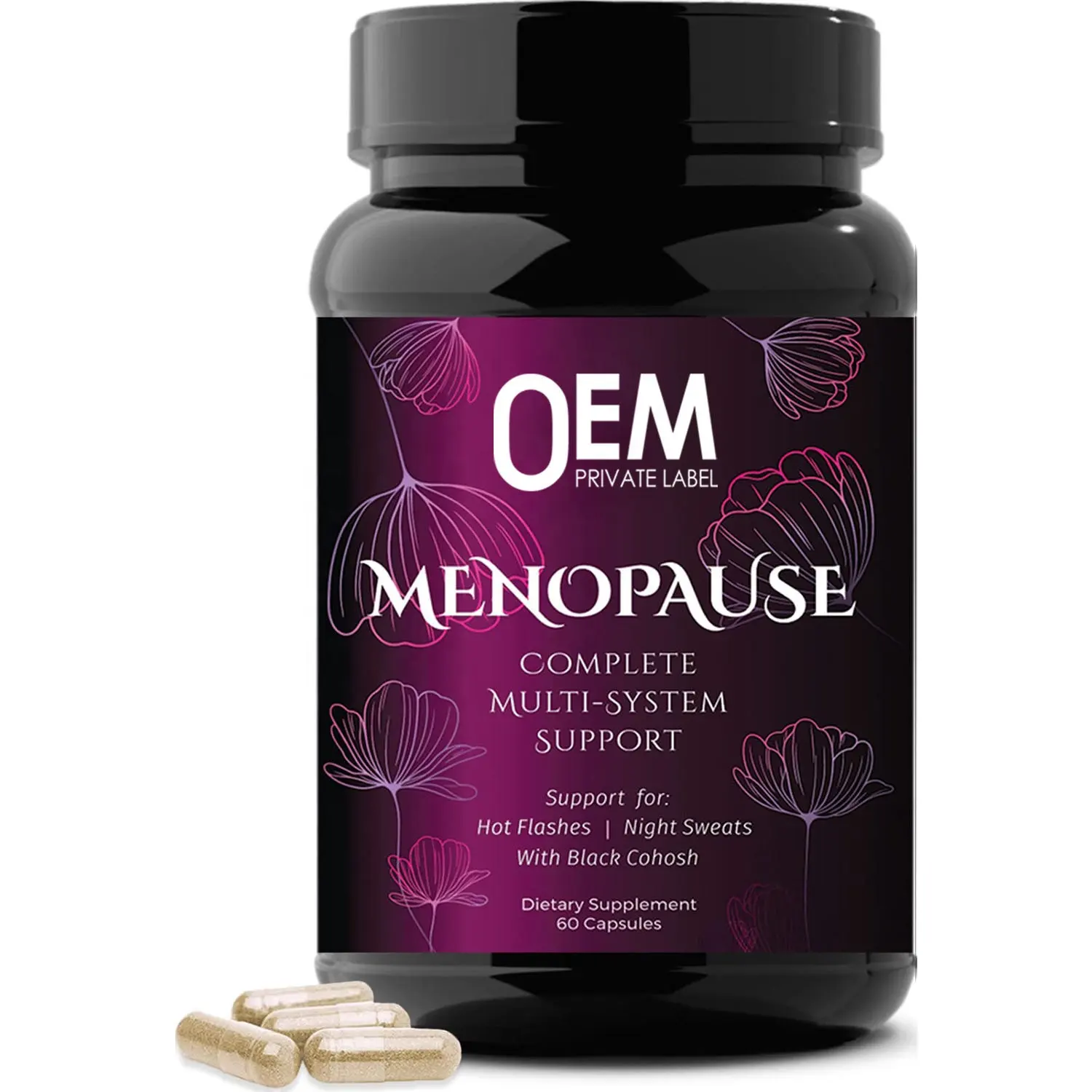 Ménopause Supplément Pilule Femmes Capsules Soulagement De La Ménopause Noir Actée À au Coch Soutien Bouffées De Chaleur Sueurs Nocturnes Capsule D'hormone