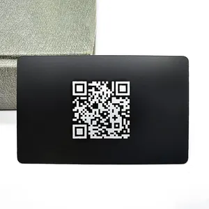 Customized Metal Membership Card Matte Black Stainless Steel Card Size Metal Business Card With QR Code