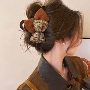 Vintage dua sisi busur cakar klip untuk wanita elegan musim gugur musim dingin aksesori rambut - Product Image 3