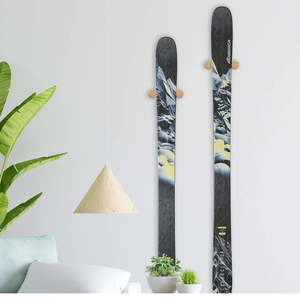 Supporto <span class=keywords><strong>da</strong></span> Parete per Sci, Espositore Minimalista in Legno Duro, Ganci Decorativi per <span class=keywords><strong>Appendere</strong></span>, Porta Sci Verticale per Garage - Product Image 4