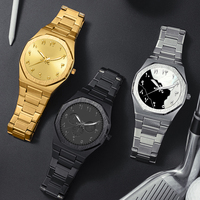 Montre Arabe avec Logo Personnalisé avec Bracelet en Acier Inoxydable Vente en Gros Montres à Quartz Étanches Montres de Luxe Noires pour Hommes avec Boîte