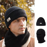 Masque Balaclava intégral 2 en 1 Bonnet d'hiver en tricot chaud Coupe-vent Casquette tactique de sport