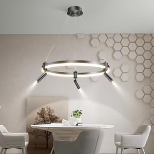 Creativo moderno lampadario a LED bianco nero per sala da pranzo soggiorno interno anello di illuminazione LED luce pendente <span class=keywords><strong>con</strong></span> faretto - Product Image 3