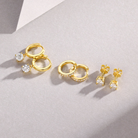 Ensemble de boucles d'oreilles en argent sterling 925 avec moissanite pour femmes, plaqué or 18 carats, 3 paires de boucles d'oreilles pendantes en moissanite et diamant