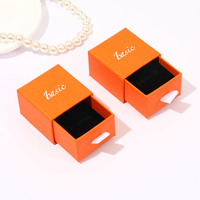 Caja de Anillos Moderna de Lujo, Color Naranja, 5x5cm, Biodegradable, con Tirador, para Regalo, con Logotipo Personalizado, Empaque para Joyería