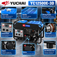 Générateur à essence Yuchai YC12500E-3D 12,5 kVA, type ouvert, démarrage électrique, AVR, alimentation de secours portable pour la maison, la construction et les situations d'urgence