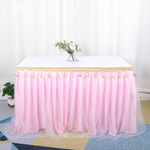 Décorations jetables durables en mousseline de soie pour anniversaire Jupe de table en tutu en tulle pour la fête - Product Image 6