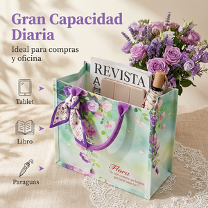 Bolso <span class=keywords><strong>de</strong></span> Lona Estampado <span class=keywords><strong>de</strong></span> Rosas Personalizado, Gran Capacidad, Estilo Francés, para <span class=keywords><strong>Compras</strong></span> y Regalos - Product Image 2