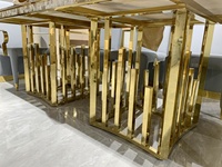 Table à manger de luxe A8812 en acier inoxydable doré avec 8 chaises modernes de style Louis XV pour appartement, maison ou hôtel
