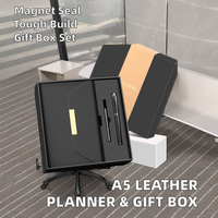 Cahier en cuir A5 avec 100 feuilles Organisateur de boîte-cadeau magnétique Fil de reliure thermique Journal de couture/planificateur