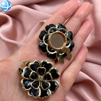 Penutup Kancing Bunga Hydrangea Resin Hitam Populer, Besar, Dapat Dilepas, Penutup Kancing Berhias Permata untuk Kemeja Wanita, Jas, Manset, Blus