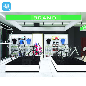 Soporte de exhibición de madera para bicicleta de montaña, moderno diseño de tienda de bici, color verde, personalizado - Product Image 6