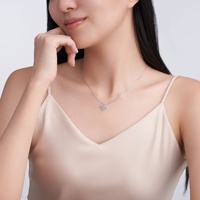 Collier en moissanite de style européen et américain, polyvalent et tendance, avec anneau rond