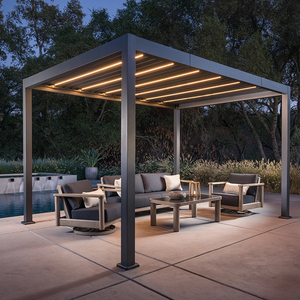 Décoration de jardin, pergola bioclimatique en aluminium avec revêtement en poudre, imperméable, auvent extérieur pour balcon - Product Image 1