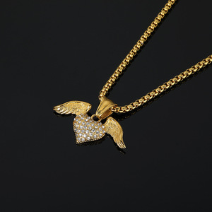 DAICY Acero inoxidable alas de Ángel diamante Liebe corazón colgante collar alta calidad moda encantos fábrica venta al por mayor menor MOQ - Product Image 2