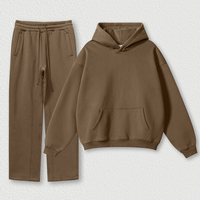 Ensemble de survêtement streetwear respirant et anti-humidité en polaire unisexe, sweat à capuche et pantalon oversize avec poches et cordon de serrage pour l'automne