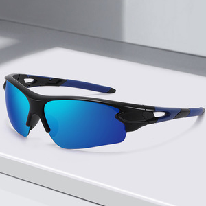 Lunettes de soleil avec monture en PC, verres miroir bleus, protection UV400, anti-éblouissement, unisexe, pour les sports de plein air, le cyclisme, la conduite, la pêche, protection des yeux - Product Image 1