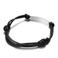 Yiwu Aceon Velle-Bracelet en acier inoxydable, Double couche de cire en cuir souple, nœud à la main, taille de l'univers, étiquette d'identification incurvée, promotion