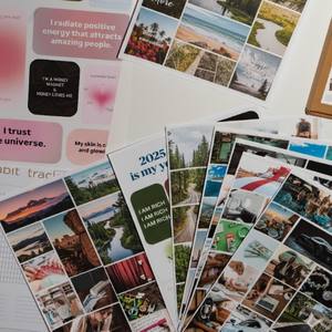 Fournitures pour tableau de rêves 2026 à impression personnalisée avec suivi des affirmations et des habitudes, et planificateur de vision puissante pour carnet et scrapbook - Product Image 3