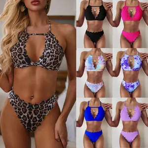 2021 Bade bekleidung benutzer definierte hochwertige zweiteilige sexy Frauen Bikini mit Leoparden muster