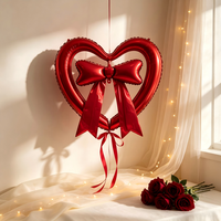 Ballon en Mylar Cœur Creux Couleur Macaron avec Nœud, Ballon Cœur Ouvert Pastel pour la Saint-Valentin, Mariage, Décoration de Douche Nuptiale