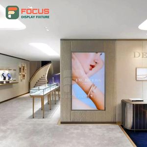 High End Glass Display Cabinet Wooden <b>Jewelry</b> Counter <b>Jewelry</b> Display Shelf Luxury LED Light Display Unit - Product Image 4